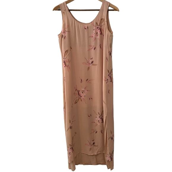 Vintage Dresses & Skirts - Vintage 90s Silk Slip Dress Dusty Rose Floral Print 8
